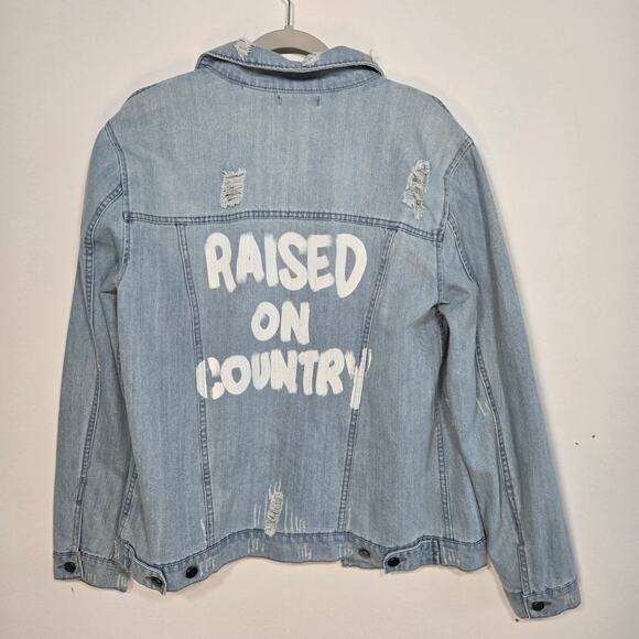 Elwood Other - Chris Young Distressed Light Blue Denim Jacket Size Large.